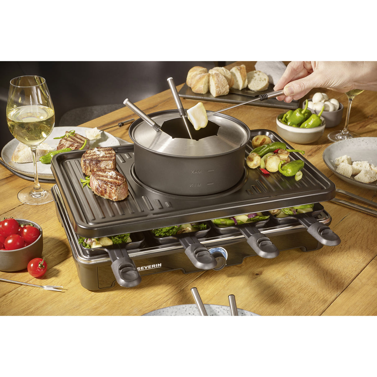 Severin Fondue/Raclette Kombinerad 8pannor 2in1 RG 2347