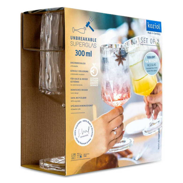 Koziol Club No. 4 Vinglas Plast 300 ml Crystal Clear 2-pack