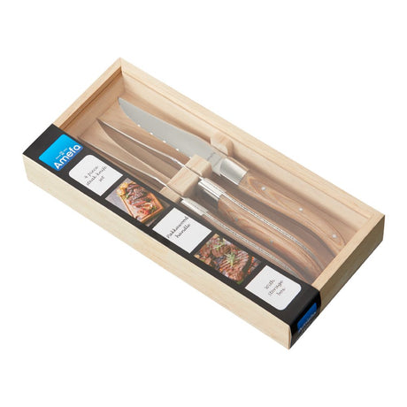 Amefa Grillkniv Royal Steak 4-p Natural i träbox