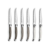 Lou Laguiole Tradition Grillknivar i trävblock 6-p Mixade färger pepper/pearl/taupe