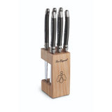 Lou Laguiole Tradition Grillknivar i trävblock 6-p Antracit