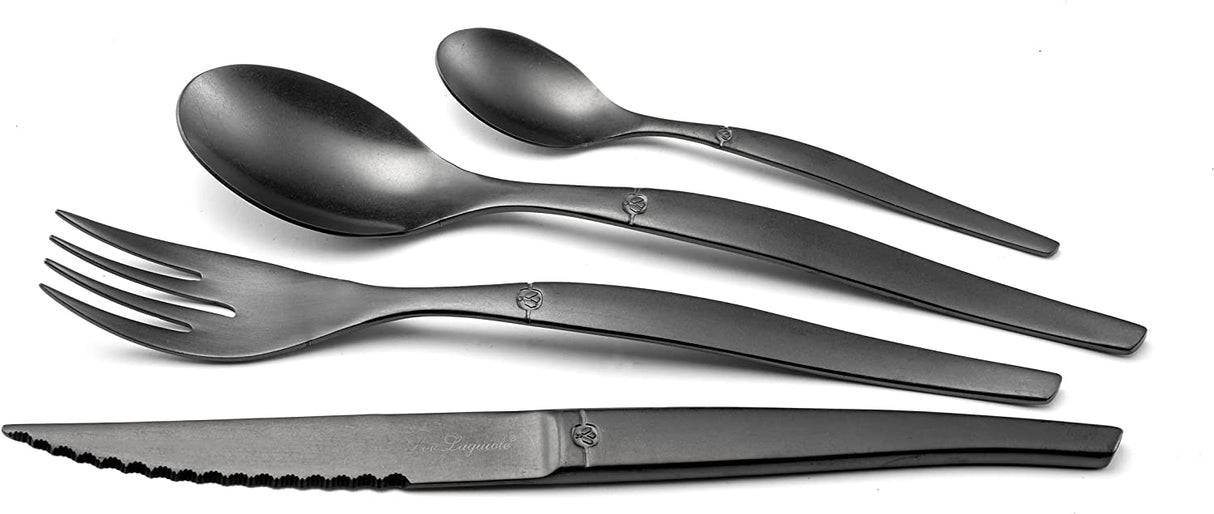 Lou Laguiole Jet Bestickset 16 dels stonewash svart