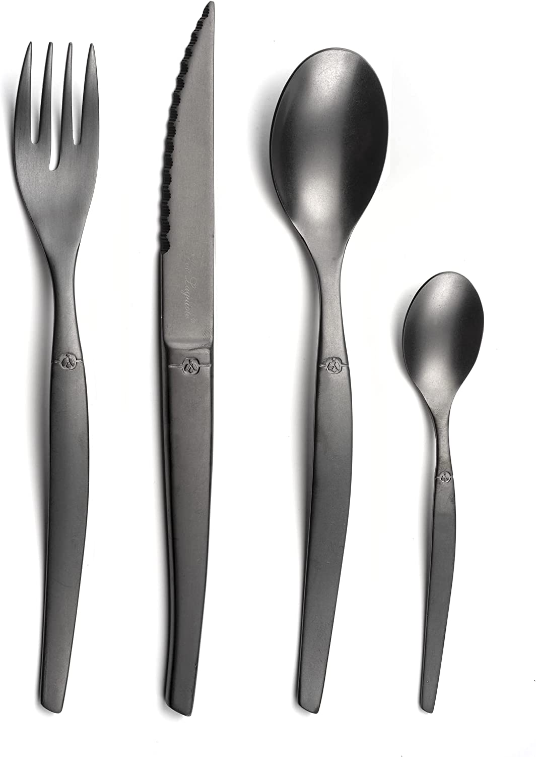 Lou Laguiole Jet Bestickset 16 dels stonewash svart