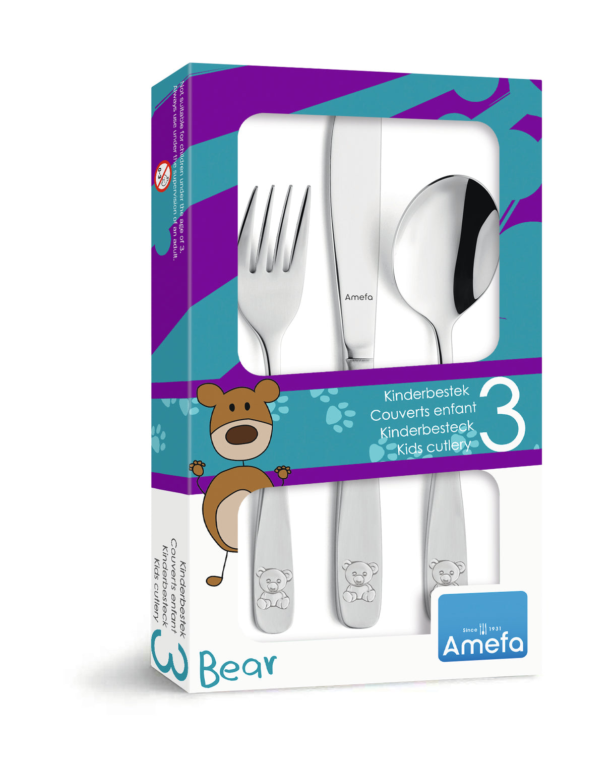 Amefa Barnbestick Bear 3-p
