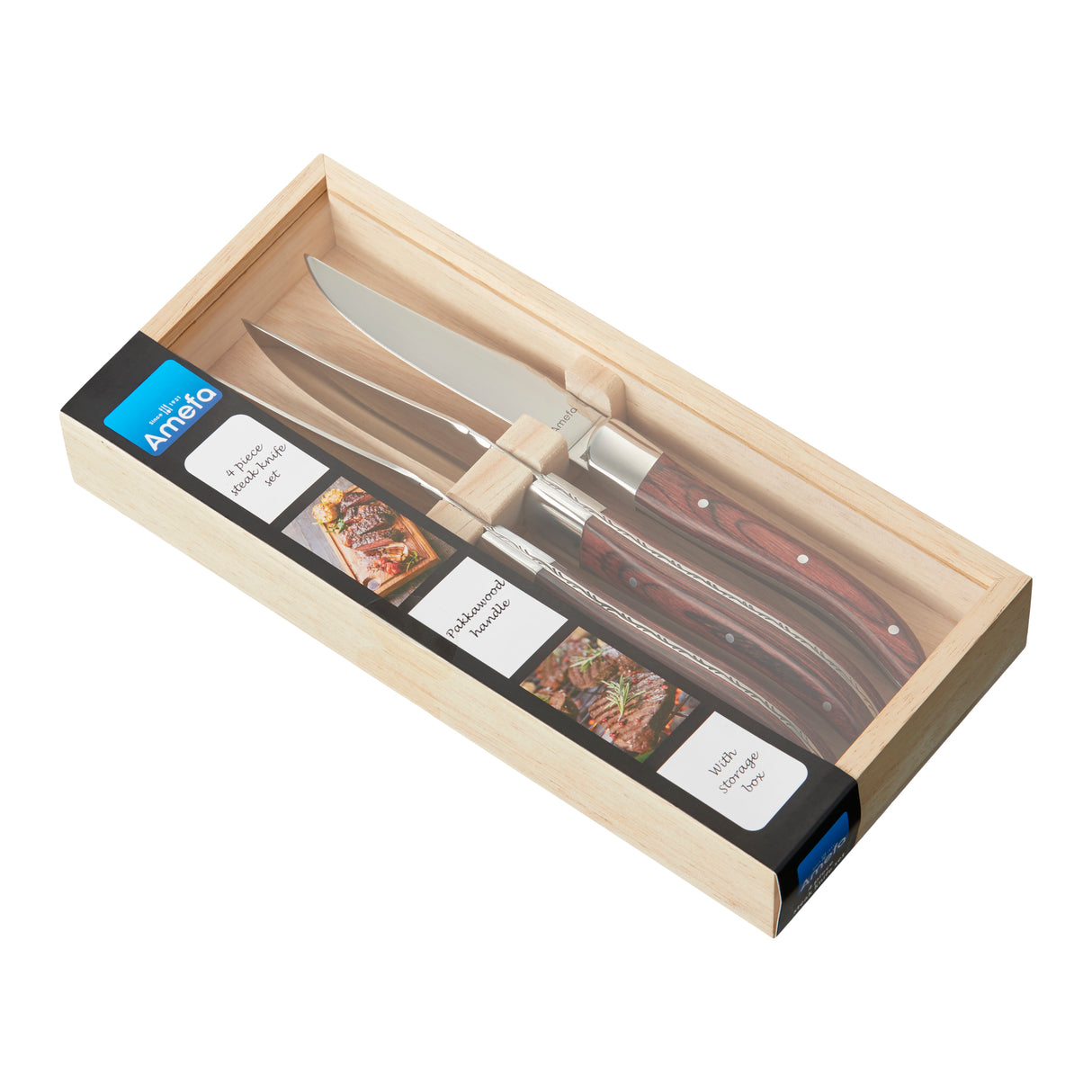 Amefa Grillkniv Royal Steak 4-p Brown i träbox