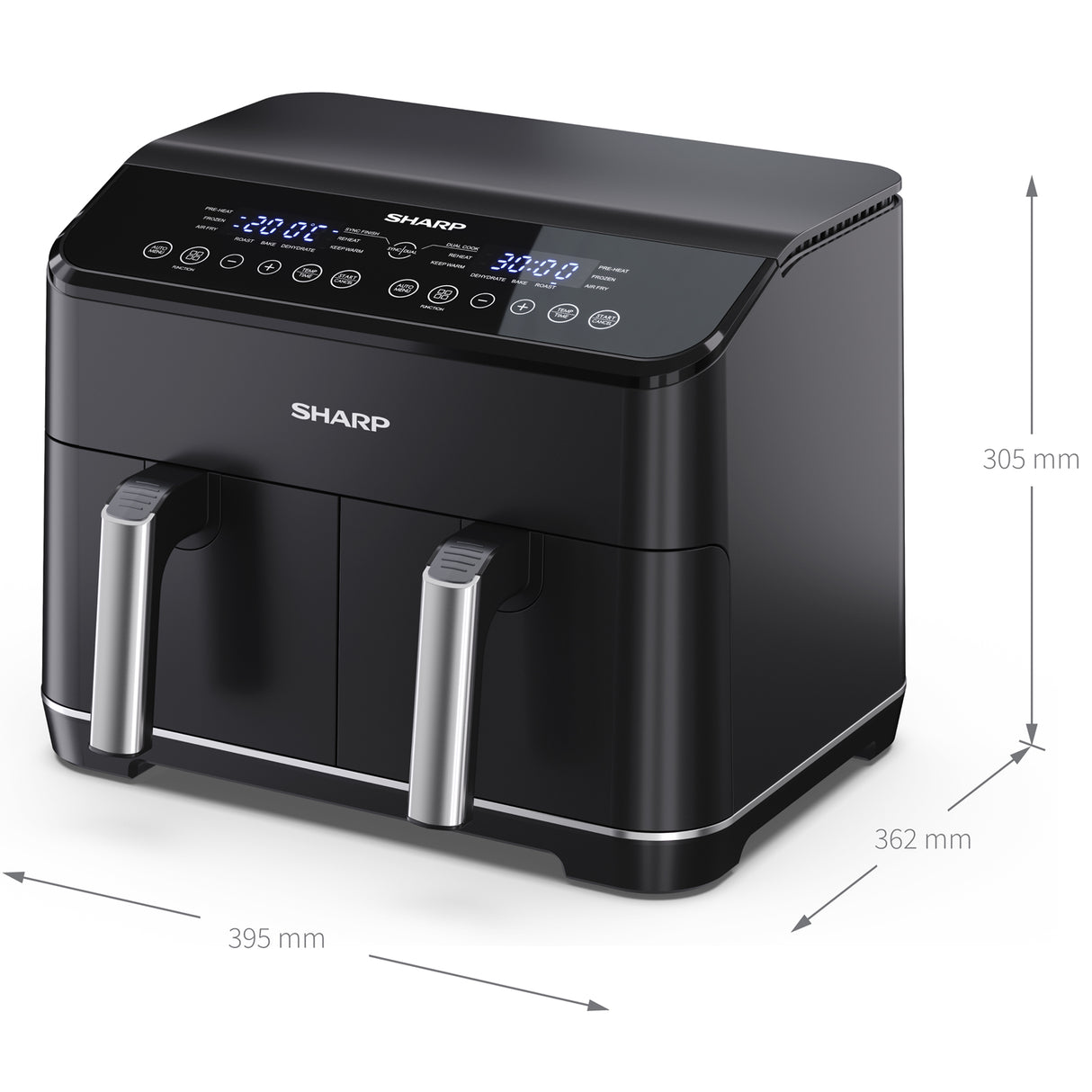 Sharp Airfryer Dubbel 2X4L 2X1800W - AF-GD82AE-B