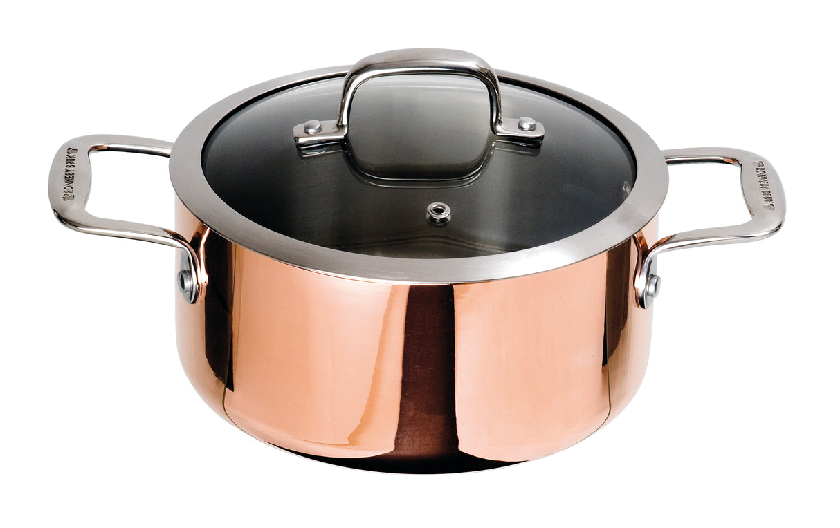 Ronneby Bruk Gryta 3 liter Koppar Glaslock 20 cm